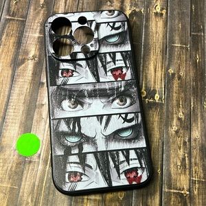 5for$10 Anime Naruto iPhone 14 Pro Phone Case Multi character Eyes - Black